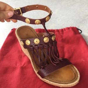 Valentino Fringe Leather Wedges